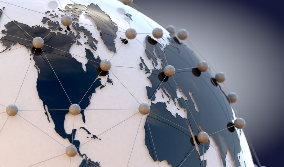 parte del mondo con dei punti segnati da una rete