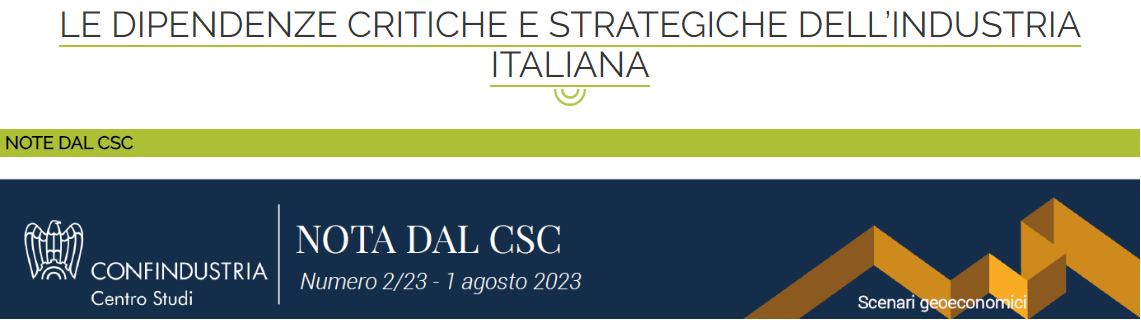Nota del Centro Studi Confindustria